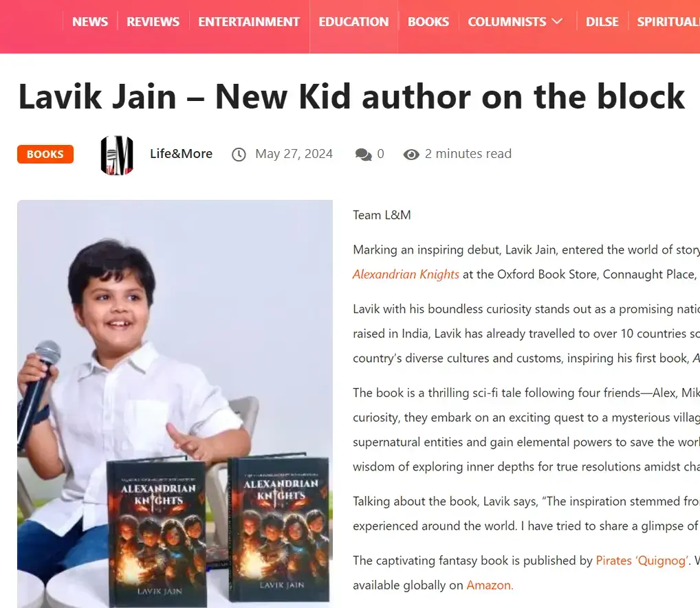 Eight-year-old Lavik Jain authors his debut book ‘Alexandrian Knights’ (3)