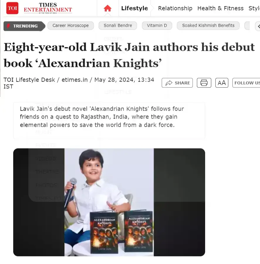 Eight-year-old Lavik Jain authors his debut book ‘Alexandrian Knights’ (5)